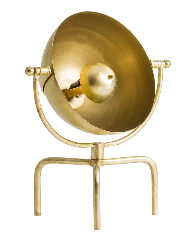 Art deco stílusú, 64 cm magas, vasból készült, antikolt arany színű dizájn asztali lámpa.