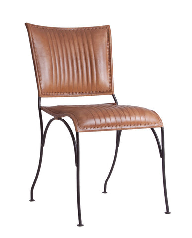 Loft stílusú, valódi bőrből készült, fémvázas szék.