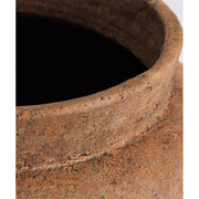 Óriás, mediterrán stílusú, terrakotta színű, antikolt kézműves kerámia kaspó.