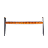 Loft stílusú, fémből és valódi bőrből készült, 135 cm hosszú pad.