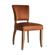 Kortárs stílusú étkezőszék nyírfából és bőrből.