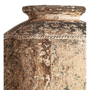 Óriás méretű, mediterrán stílusú, antikolt terrakotta színű, kézműves kerámia váza.