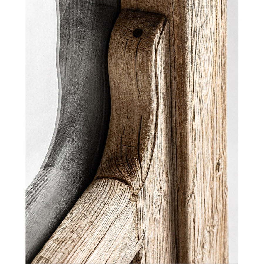 Rusztikus teakfakeretes falitükör kazettadíszítéssel.