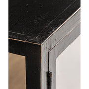 Loft stílusú, újrahasznosított fenyőfából készült kombinálható, moduláris vitrines szekrény szekrénymodul kiegészítő terméke. Fekete és natúr színű.