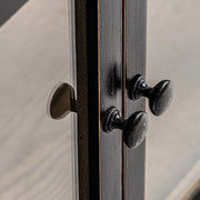 Loft stílusú, újrahasznosított fenyőfából készült kombinálható, moduláris vitrines szekrény szekrénymodul kiegészítő terméke. Fekete és natúr színű.