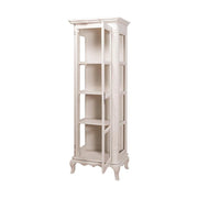 Shabby chic stílusú, antikolt fehér színű vitrin szekrény három polccal.