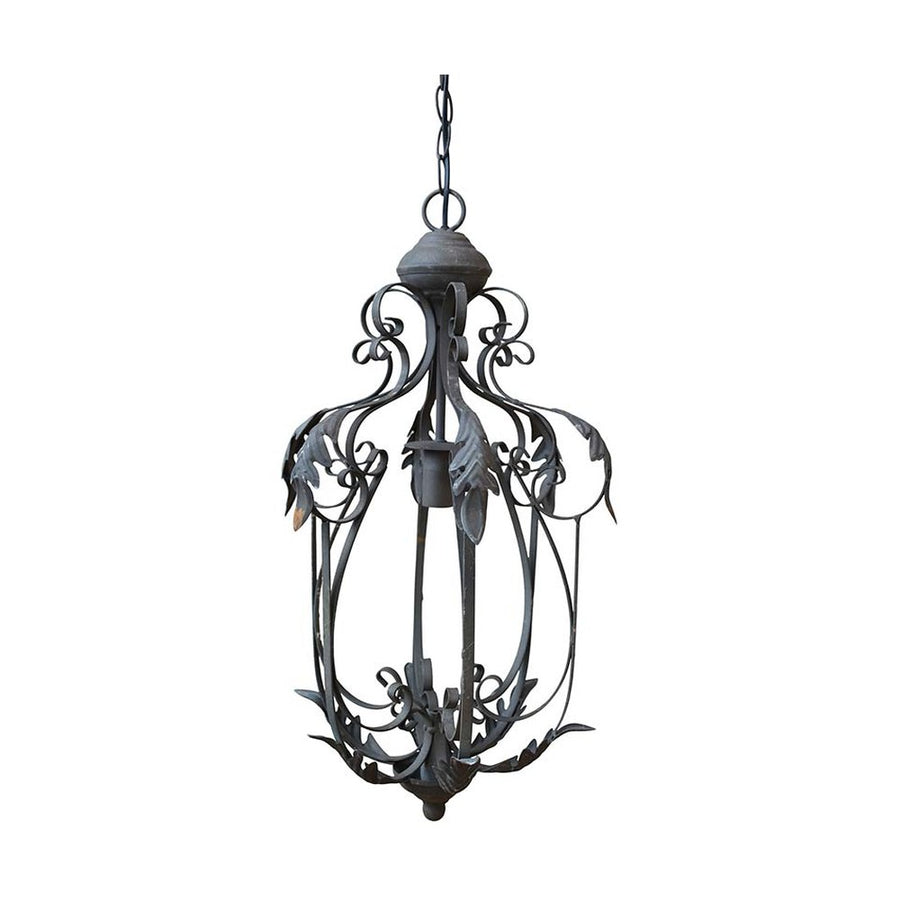 Vintage stílusú vidéki rusztikus hangulatú antikolt, patinás felületű fém kézműves függeszték lámpa