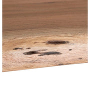 Óriás méretű, 300 cm hosszú, 5 cm vastag akácfa lappal és egyedi formájú, masszív acél láb alappal készült formatervezett, kortárs dizájn multifunkcionális asztal