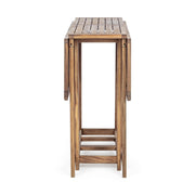 Akácfából készült, változtatható szélességű kerti asztal négy darab székkel.