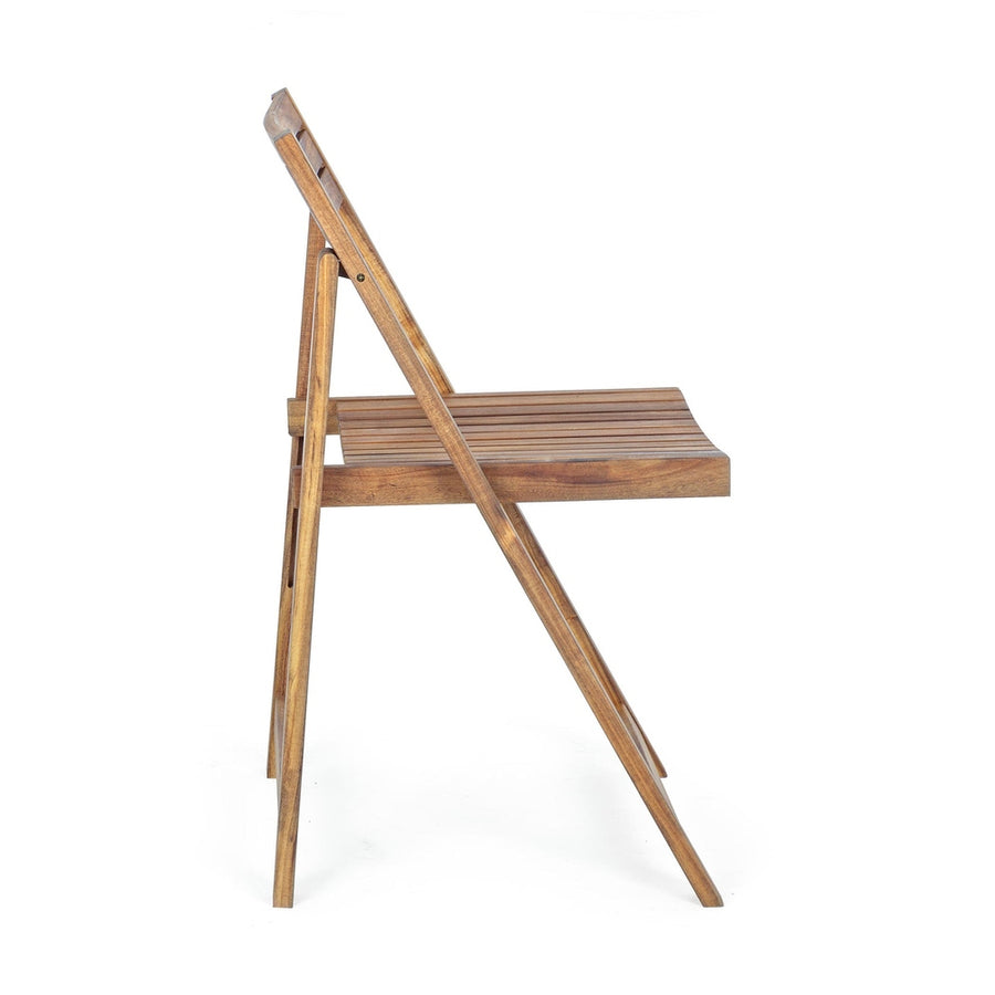 Akácfából készült, változtatható szélességű kerti asztal négy darab székkel.