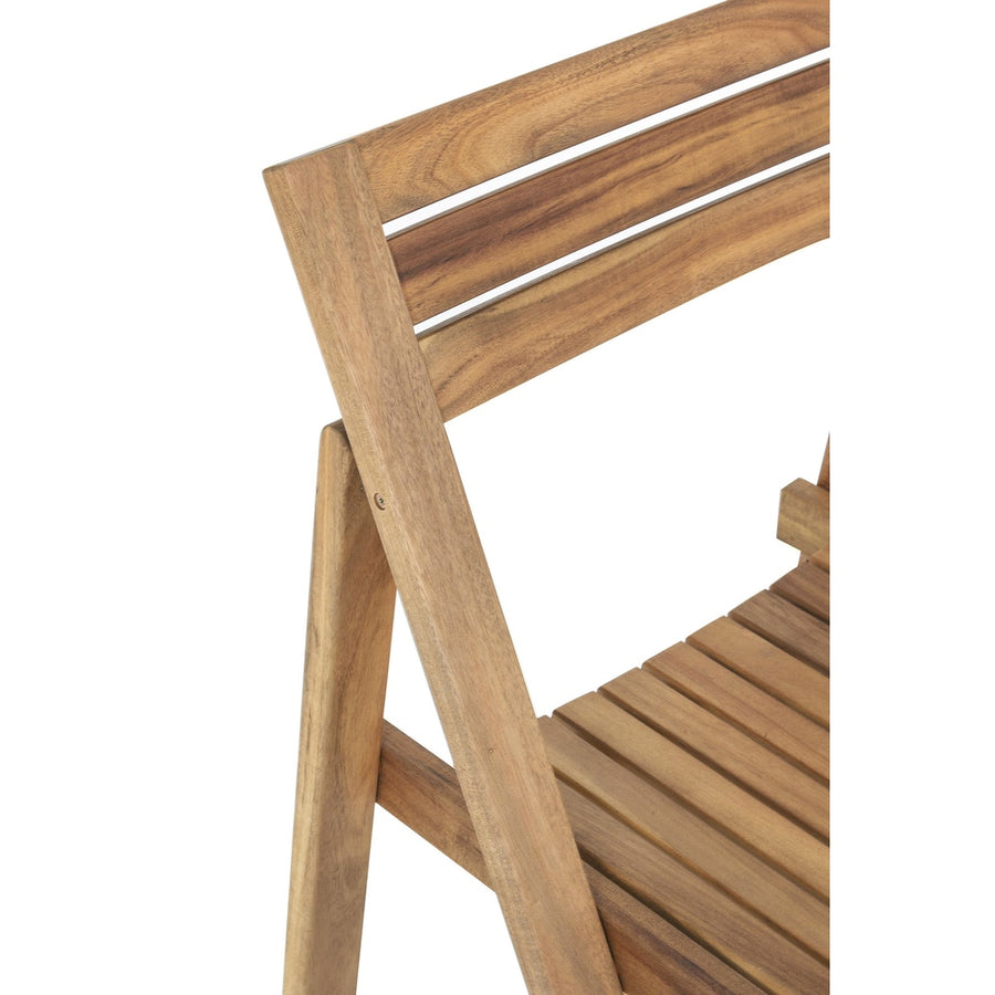 Akácfából készült, változtatható szélességű kerti asztal négy darab székkel.