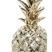 Kerámiából készült, 16 cm magas, trópusi, glamour stílusú, pezsgőarany színű ananász dísz.