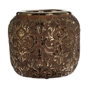 Aranyszínű barokk dombormintával díszített, modern, glamour stílusú kerámia kaspó.