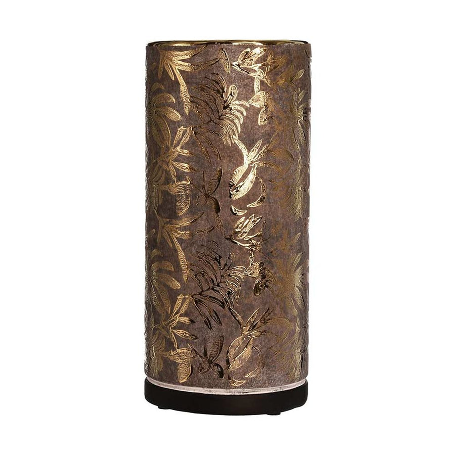 Aranyszínű dombormintával díszített, modern, glamour stílusú kerámia váza.