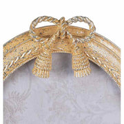 Vintage stílusú, zsinór díszítésű, antik arany színű ovális asztali-fali fényképtartó képkeret