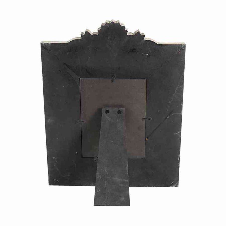 Vintage stílusú, virág díszes, krém színű fa asztali fényképtartó