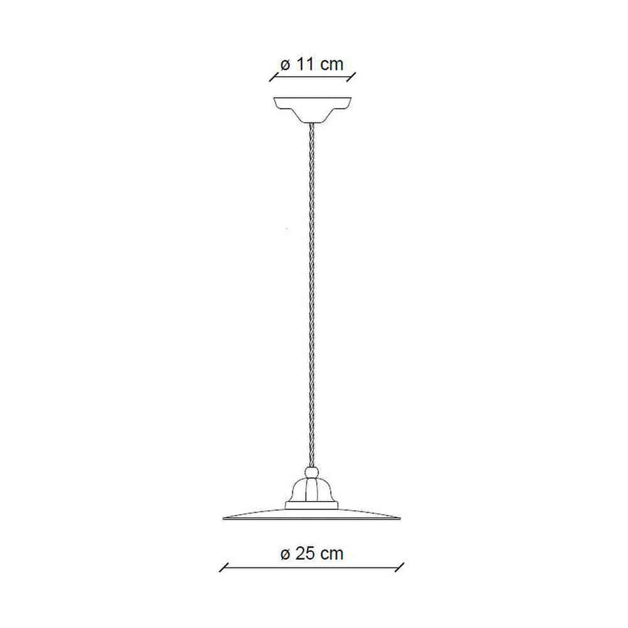 Vidéki stílusú, fekete színű mázas fémből és fehér színű mázas kerámiából készült, textilburkolatú vezetékkel kialakított, kézműves függeszték lámpa.