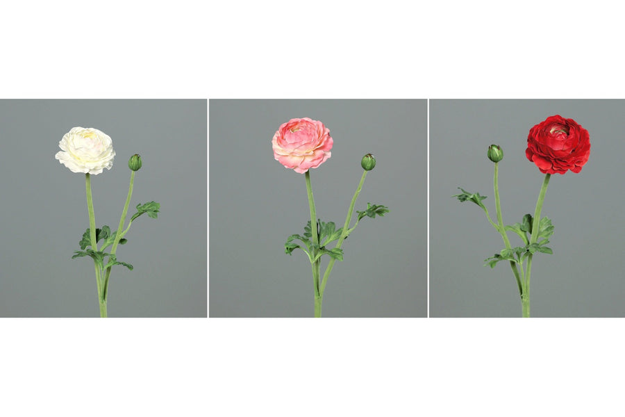 Krém, pink és piros színű mű boglárka.