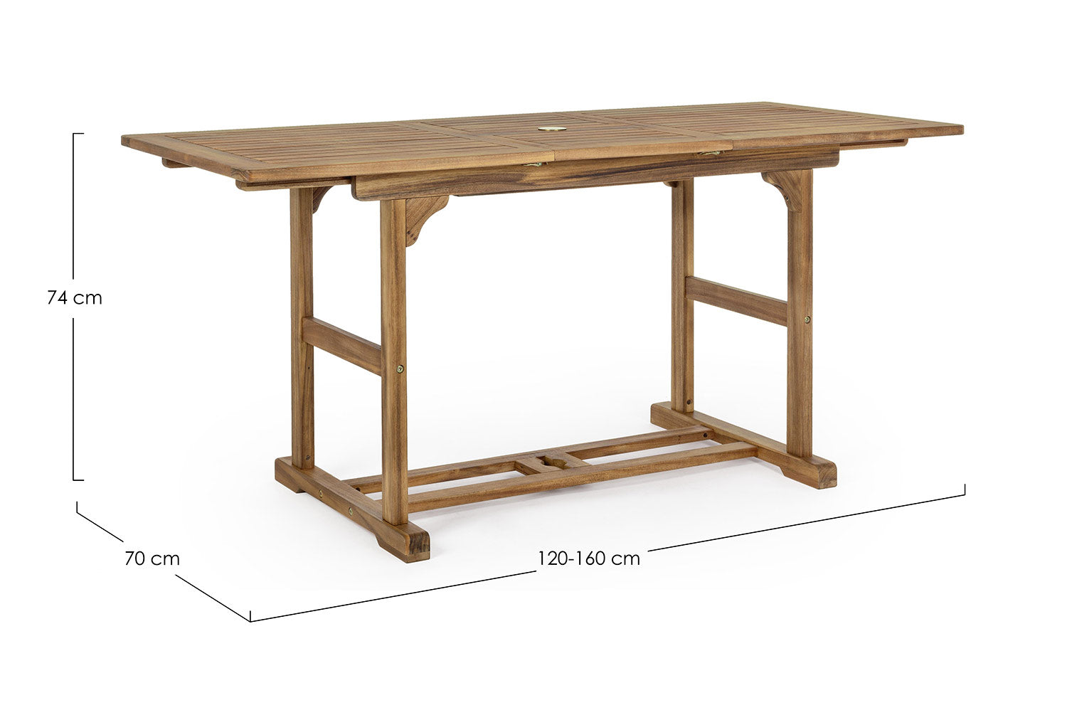 Bővíthető akácfa kerti asztal 120-160 cm natúr "Noemi"