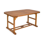 Akácfából készült, 150 cm-ről 200 cm hosszúságra bővíthető kültéri étkezőasztal.