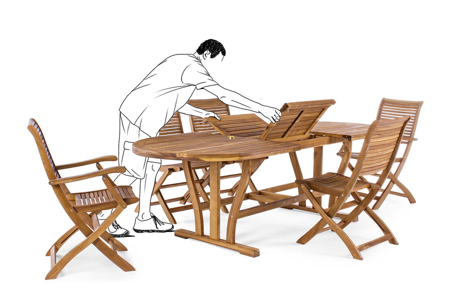 NOEMI bővíthető natúr akácfa kerti asztal 180-240 cm