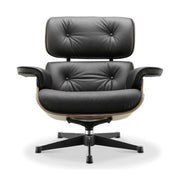 Eames Lounge Chair inspirálta pihenő fotel dió furnér fafelülettel, bőr kárpittal.