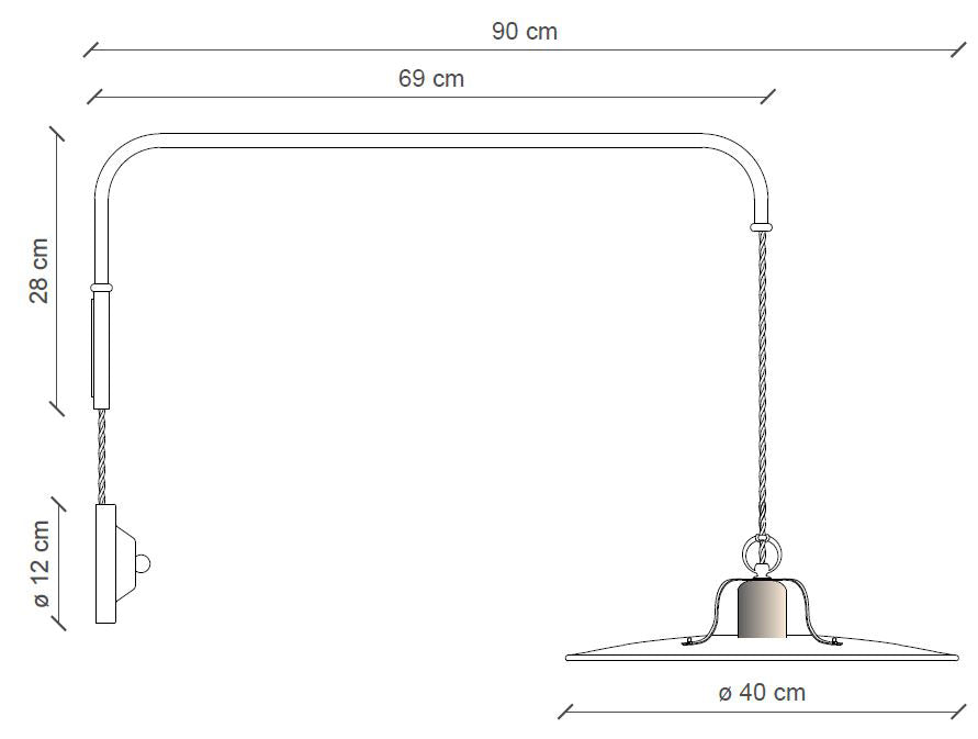 Country Falilámpa méretezett rajza.