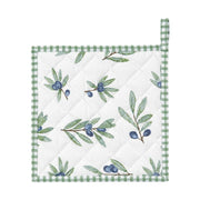 Mediterrán stílusú, olívaágakkal díszített 100 % pamut konyhai edényalátét