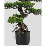 Mesterséges bonsai fa, fekete színű műanyag cserépben.