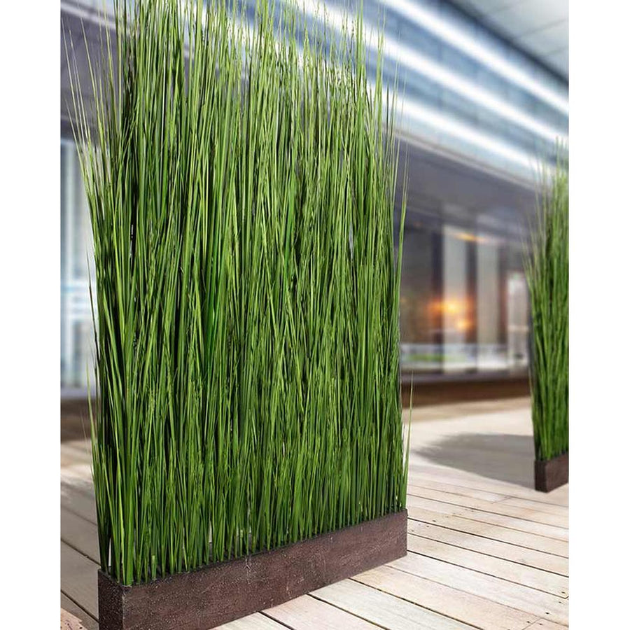 Prémium minőségű, 150 cm magas és 90 cm hosszú, élethű, "Real Touch" hatású mesterséges díszfű térelválasztó fa hatású műanyag ládában