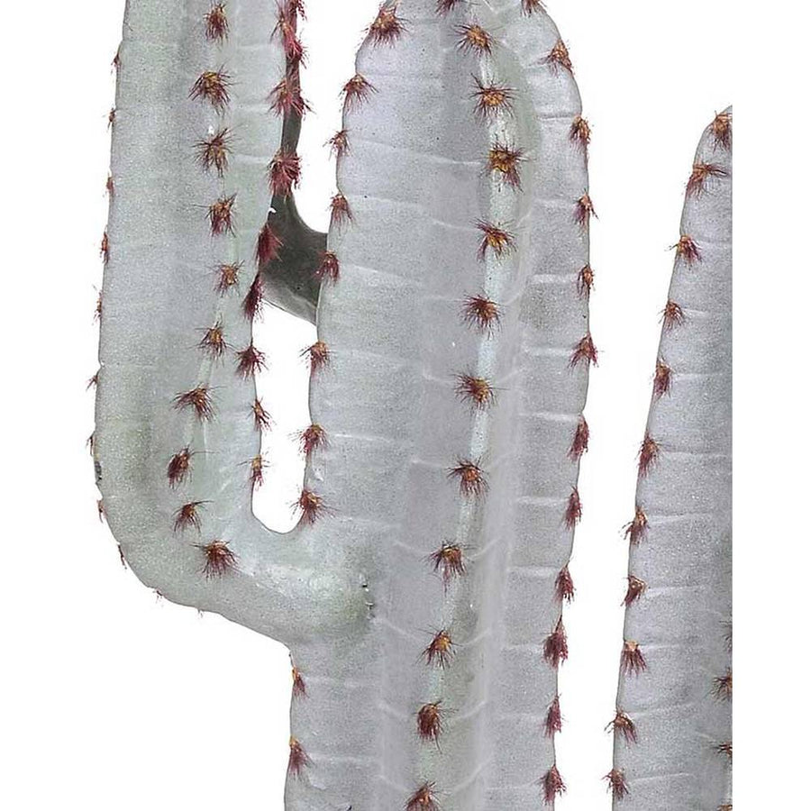 Élethű megjelenésű, 115 cm magas, hamvas szürke színű, mesterséges San Pedro kaktusz, fekete műanyag cserépben.