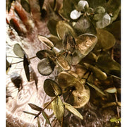 Fényes, aranyszínű levelekkel rendelkező dekor eukaliptusz ág műnövény.