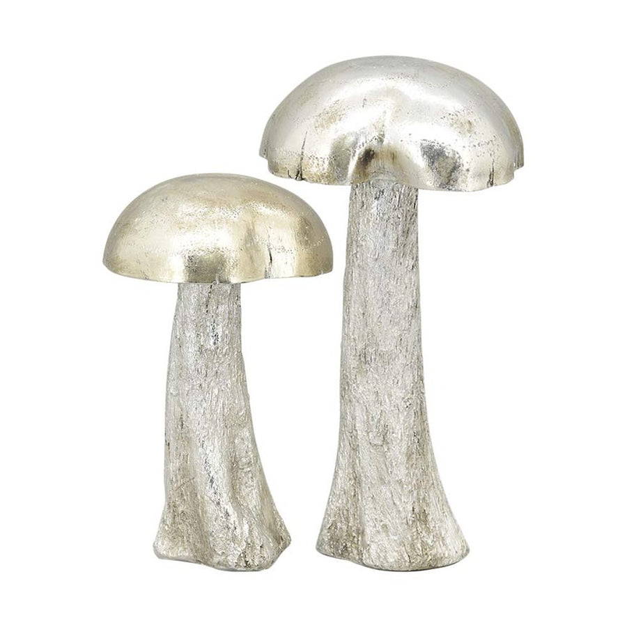Glamour stílusú, ezüst színű, nagyméretű, 35 cm magas karácsonyi erdei gomba