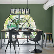 Ipari, loft stílusú, natúr színű fa ülőkével kialakított, fekete színű fém bárszék.