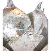 Oriental stílusú, lótuszvirág formájú, nagyméretű fém mécsestartó üvegbetéttel