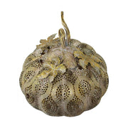 Keleti stílusú, sárgaréz színű fémcsipkéből készült, kézműves, tök formájú lámpás