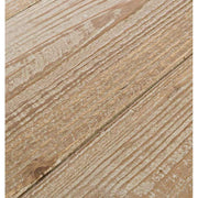 Skandináv stílusú, fenyőfából és fémből készült bárasztal asztallap részlete.