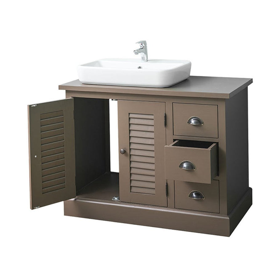 Fenyőfából készült 3 fiókos mosdószekrény a