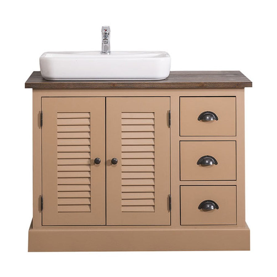 Fenyőfából készült 3 fiókos mosdószekrény a