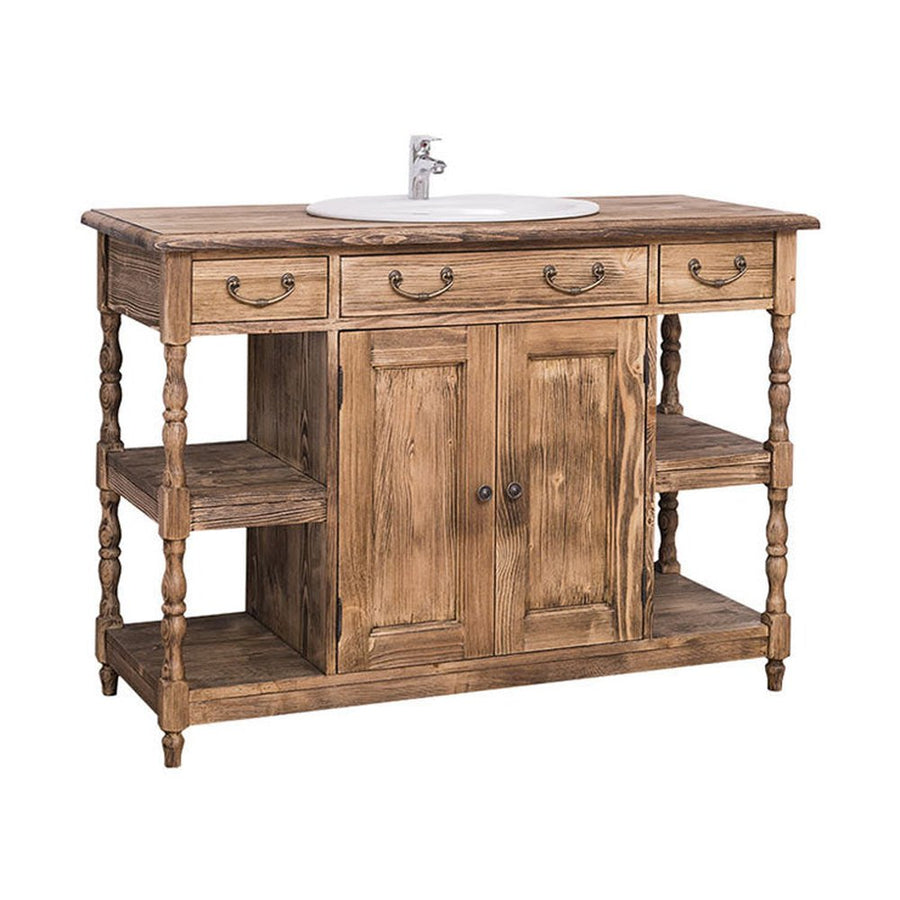 Fenyőfából készült mosdószekrény 4 darab fiókkal és 2 darab polccal