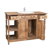 Fenyőfából készült mosdószekrény 4 darab fiókkal és 2 darab polccal