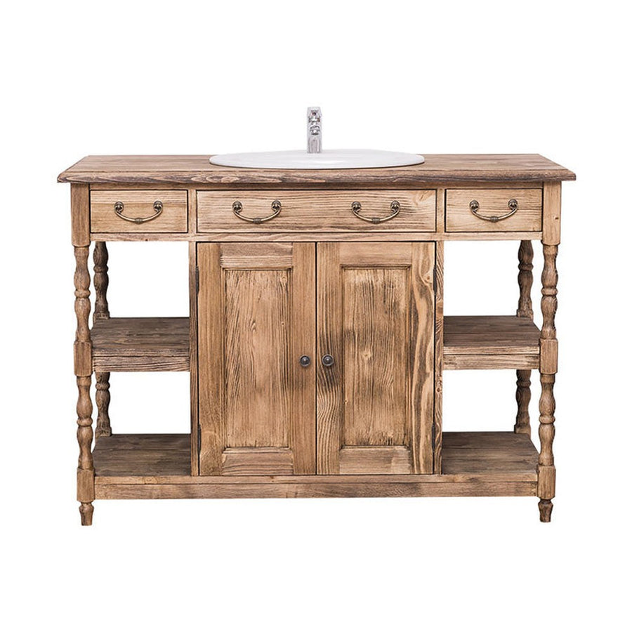 Fenyőfából készült mosdószekrény 4 darab fiókkal és 2 darab polccal