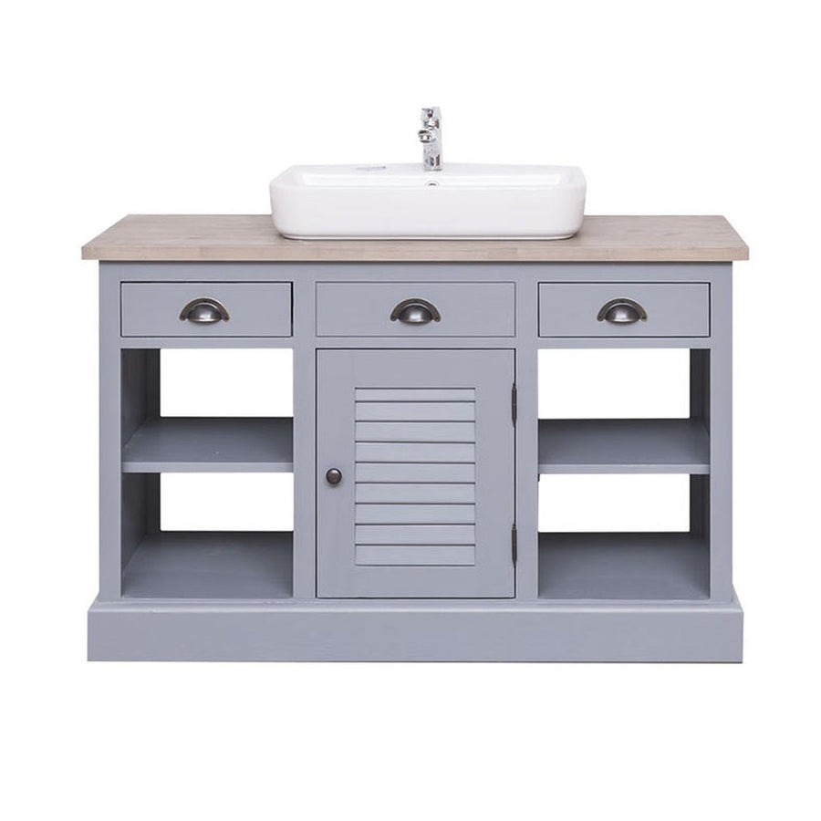 Fenyőfából készült polcos mosdószekrény 3 darab fiókkal