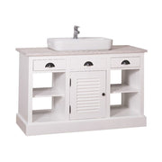 Fenyőfából készült polcos mosdószekrény 3 darab fiókkal