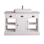 Fenyőfából készült polcos mosdószekrény 3 darab fiókkal