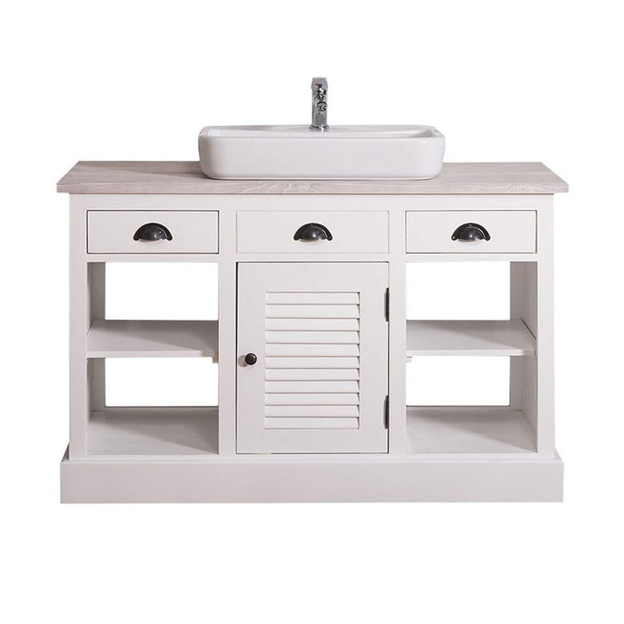 Fenyőfából készült polcos mosdószekrény 3 darab fiókkal