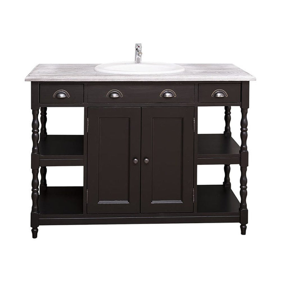 Fenyőfából készült mosdószekrény 4 darab fiókkal és 2 darab polccal