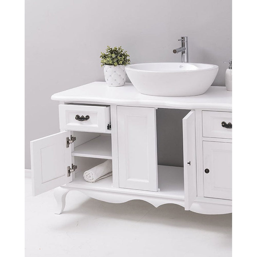 Fenyőfából készült 2 fiókos mosdószekrény