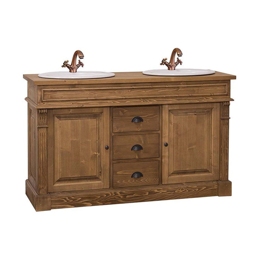 Fenyőfából készült mosdószekrény 3 darab fiókkal és 2 darab polccal