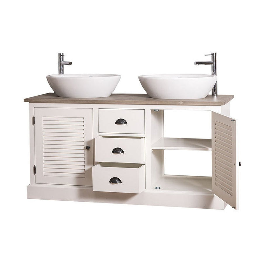 Fenyőfából készült mosdószekrény 3 darab fiókkal és 2 darab polccal